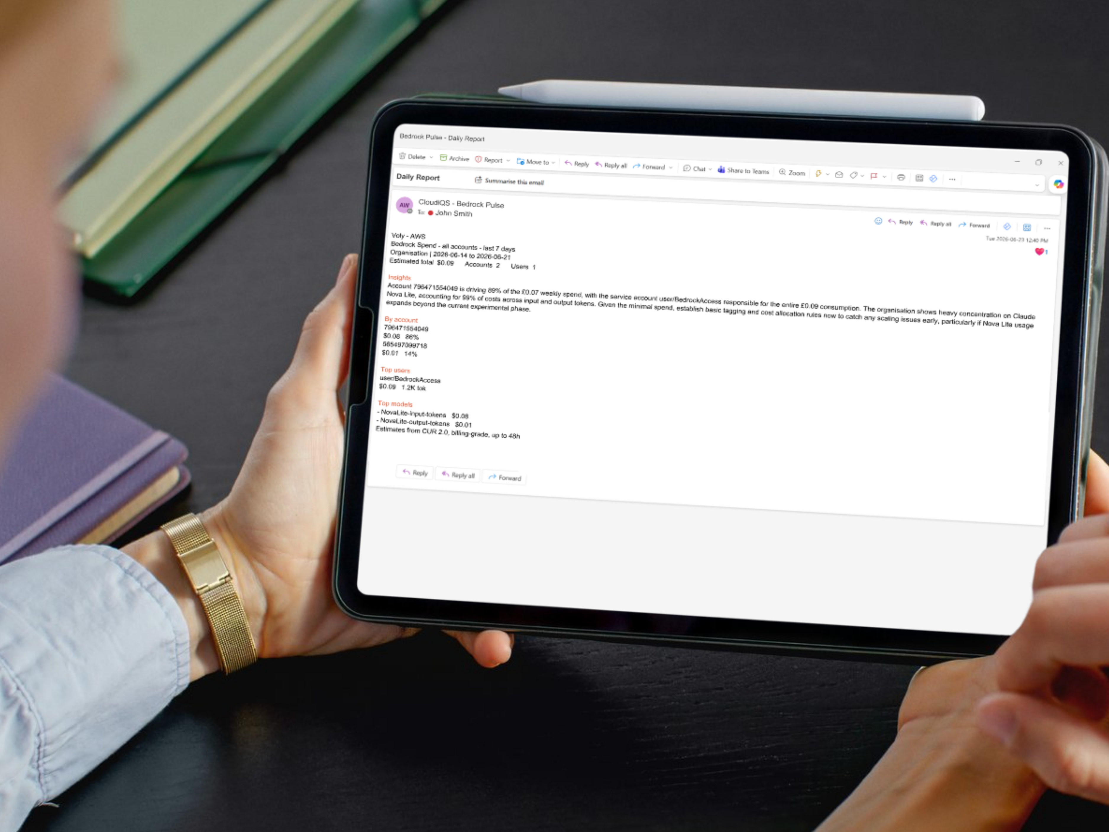 Man viewing email on ipad
